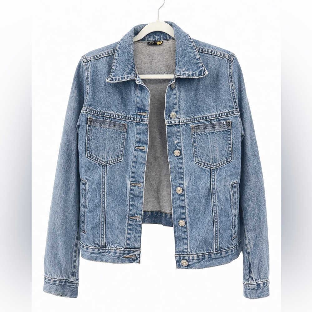 Mango Denim Jacket Medium Wash Size M Chic Fitted Jean Jacket - Picture 2 of 5